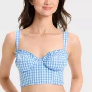 Light Blue Gingham Crop Top size medium